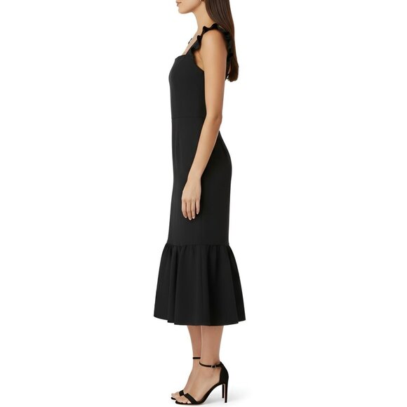 Chelsea28 Ruffle Trim Midi Dress Black Size M NWT - Picture 4 of 16
